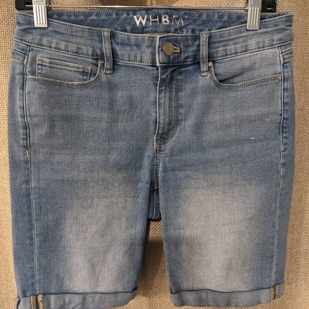 WHBM White House Black Market 5 Pocket Light Denim Jean Wash Cuff Shorts Size 4